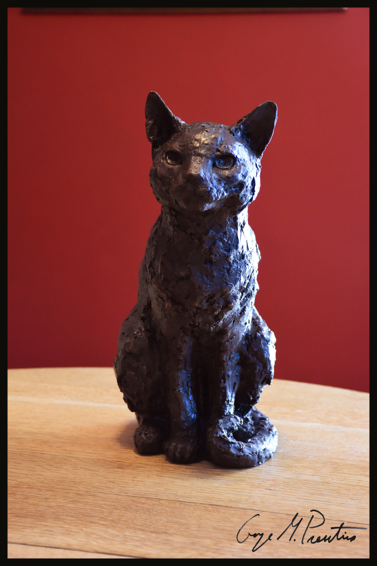 Life Size bronze cats used as andirons in fireplace 